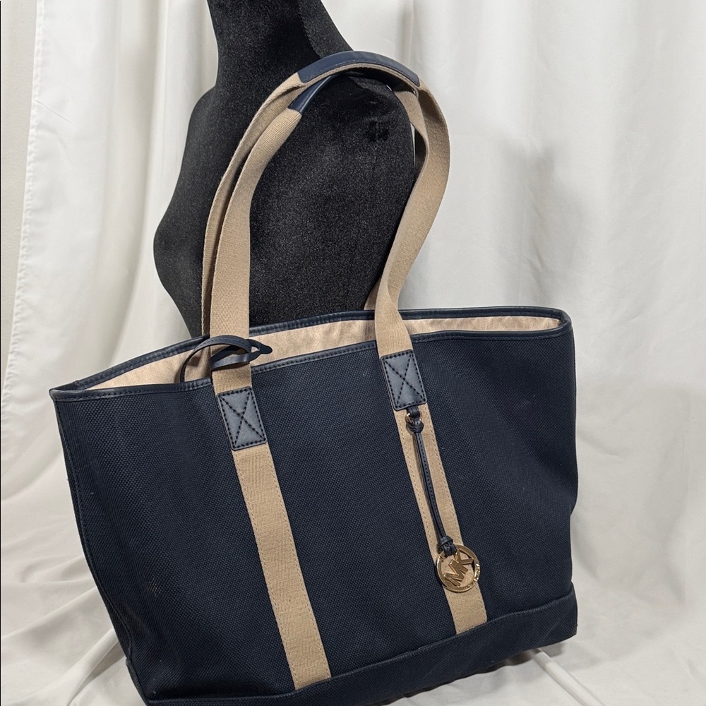 MICHAEL Michael Kors Navy and Tan Tote Bag